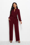 Elegant Lantern Sleeve Waist Bow Wide Leg Jumpsuits