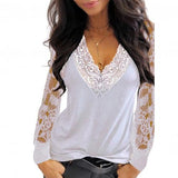 Deep V Neck Lace Blouse