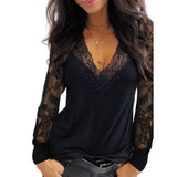 Deep V Neck Lace Blouse