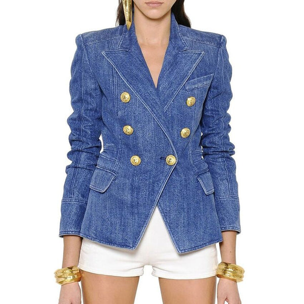 Double Breasted Denim Blazer