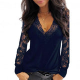 Deep V Neck Lace Blouse