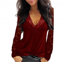 Deep V Neck Lace Blouse